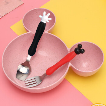 小麦秸秆米奇幼儿园宝宝碗儿童餐具碗筷套装家用可爱卡通吃饭 米奇碗