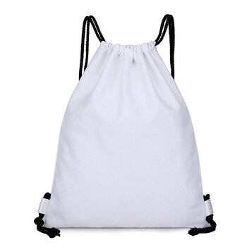 绳双肩包女小清新束口袋简易背包色休闲学生棉布袋印logo fb空白白色