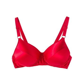 女梦无钢圈文胸薄模杯夏季薄款内衣桑蚕丝无痕睡眠大码真丝胸罩 红色