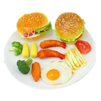 仿真食物模型 假食品汉堡面包西餐肯德基薯条炸翅中西兰花炸虾 黑色