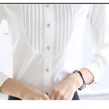 
                                        沁荷恋秋款长袖白衬衫女士衬衣工作服正装职业装 白色 L                