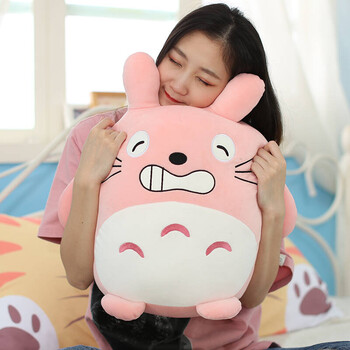 软粉色龙猫怒嘴 50厘米羽绒棉手感非常软很舒服