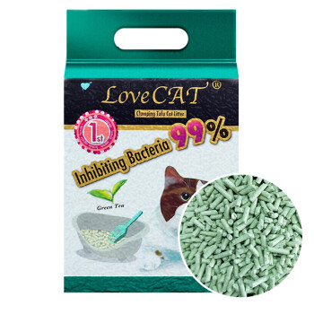 LOVECAT 绿茶豆腐猫砂6L（约2.6kg）无尘除味易结团植物猫沙猫砂盆猫咪用品非膨润土松木砂 干湿垃圾分类