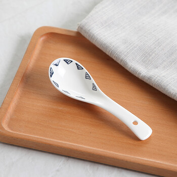 (6把装)陶瓷勺子家用创意喝汤勺可爱吃饭勺儿童小勺子调羹 小汤勺三角