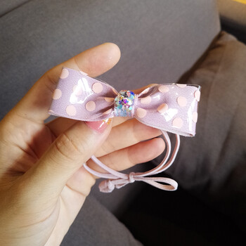 个性小清新甜美圆点pvc水钻发绳少女头绳扎头发皮筋发饰头饰 粉色