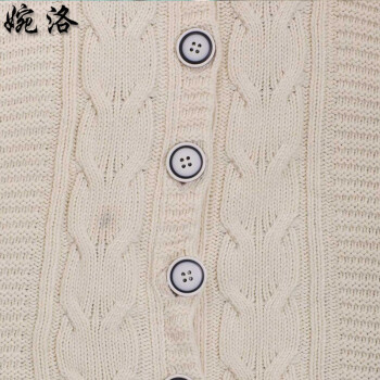 婉洛2015秋冬新款麻花纽扣中长款连帽开衫加绒加厚毛衣外套FL297活动26 大红色 均码