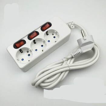 欧式电源插座排插 德式接线板拖线板 欧规欧标插排 3孔位 线长2.