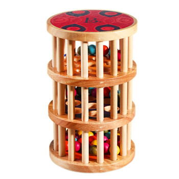 toys 宝宝天然木制益智玩具夏客铃木质摇铃滚珠迷宫 bx1170z下雨铃