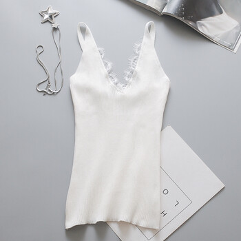 依蔻life白色少女针织百搭内衣抹胸吊带背心长款修身打底衫裹胸 白色