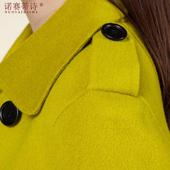 诺赛蒂诗  2015秋冬新品羊毛呢外套双面呢欧美大衣女 粉色1 M