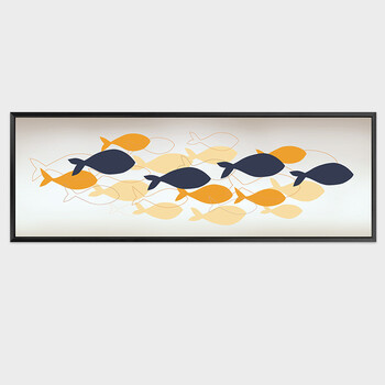 客厅装饰画现代简约北欧挂画餐厅创意鱼有框实木壁画沙发背景墙画 cp