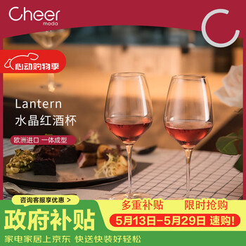 启尔（Cheer）红酒杯家用高脚杯 欧洲进口水晶玻璃杯酒具套装 葡萄酒杯2只装
