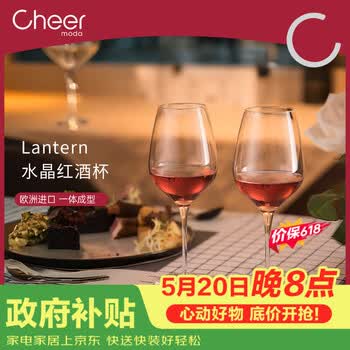 启尔（Cheer）红酒杯家用高脚杯 欧洲进口水晶玻璃杯酒具套装 葡萄酒杯2只装