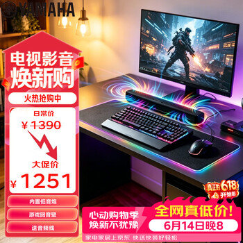 雅马哈（Yamaha）回音壁音响SR-C20A 蓝牙电脑音响条形音箱客厅影音电视虚拟5.1声道环绕游戏音箱黑色