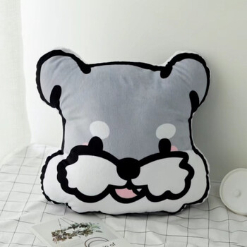 雪纳瑞哈士奇卡通狗头汽车头枕护颈枕抱枕靠垫午睡枕 灰色雪纳瑞抱枕