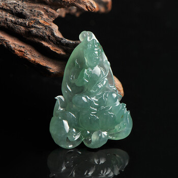 艺品匪萃 智慧启航 冰种晴水镂雕大势至菩萨属马本命佛缅甸天然翡翠