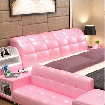 时尚皮床 榻榻米真皮床1.