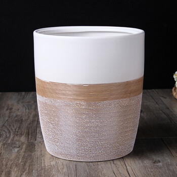 陶瓷家居手工风垃圾桶废纸收纳桶客厅卧室创意收纳桶摆件 f款