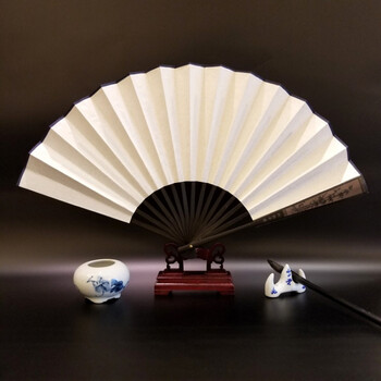 素面 白纸扇 宣纸扇子 空白书画扇 空白扇子 书法扇 10寸仿乌木雕刻