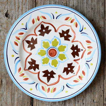 手绘彩绘餐具陶瓷圆形菜盘子平盘西餐盘点心盘早餐盘装饰盘挂盘 e9