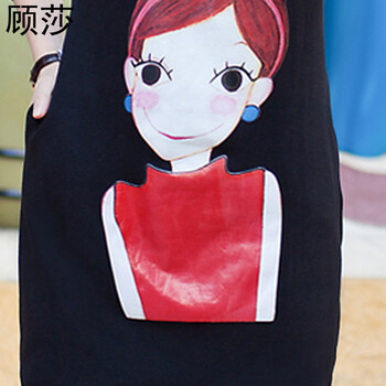 顾莎2015冬季新款加绒加厚大码T恤女宽松休闲运动蕾丝印花长袖上衣  gs6303 黑色 XXL