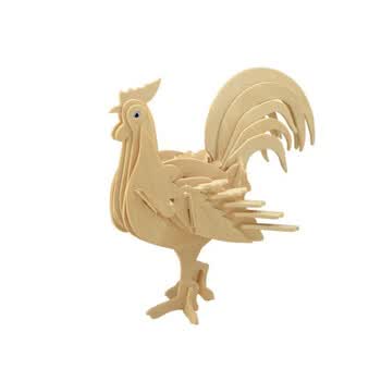 木质十二生肖仿真动物模型拼装儿童玩具智力拼插木制立体拼图 鸡