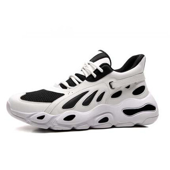潮牌2018秋夏新款男鞋时尚透气运动跑步鞋ins超火厚底休闲老爹鞋 黑白