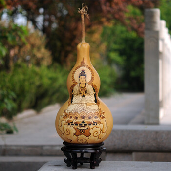 精品天然烫画纯手工烙画大葫芦摆件观世音菩萨佛像家居工艺品 观音35