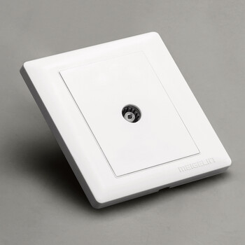 86型墙壁开关插座面板有线插座闭路单电视插座tv插孔接口象牙白