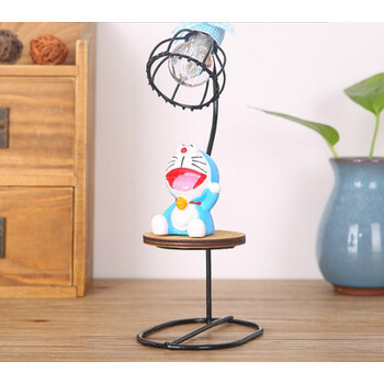 卡通猫哆啦a梦叮当猫小夜灯 蓝胖子公仔摆件男女生礼物 铁艺举手