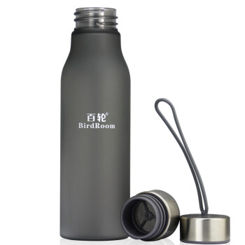 百轮BirdRoom抗压磨砂600ml水杯 带滤网塑料杯子运动水壶便携茶水杯学生杯 灰色 6025