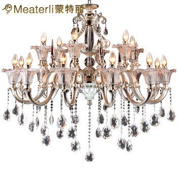 蒙特丽欧式豪华镀银水晶吊灯 66169灯头带led光源灯具 别墅酒店客厅灯(B) 18头