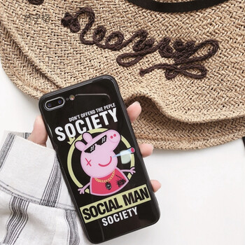 ma玻璃手机壳r9splus外套0pp0r9防摔挂绳opr9s潮流ra3 r9黑底抽烟佩奇