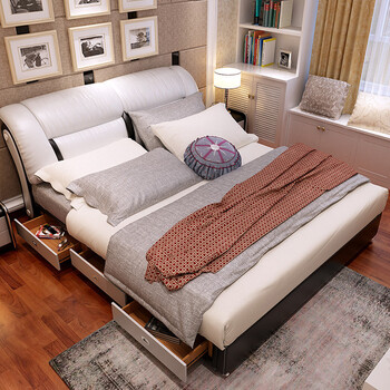 真皮床 双人床1.5米1.8米床 卧室家具组合 1.8*2.0米床