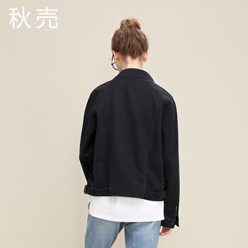 
                                        秋壳秋装新款翻领BF风喷漆外套5530420112 深蓝色 M                