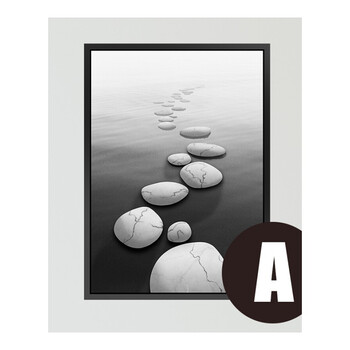 北欧装饰画 客厅风景画背景玄关北欧石头走廊简约装饰画客厅竖版黑白