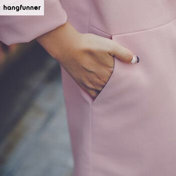 hangfunner 2015冬装新款小西装女中长款外套韩版修身外套休闲百搭糖果色小西服 深蓝色 S