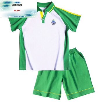 广州市番禺区小学校服夏装新款绿色青蛙校服短袖t恤班服定制 男短袖