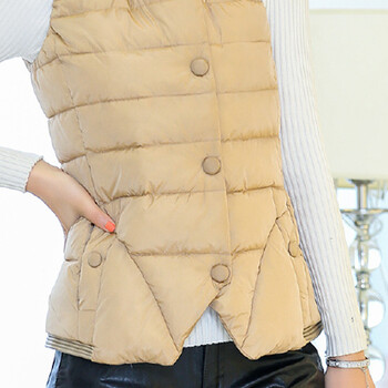语琳暄 2015新款韩版修身短款羽绒服棉衣马甲 女 7765 深卡其色 XL