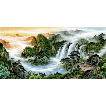 家装软饰 装饰字画 lettas 国画山水画靠山图客厅聚宝盆未装裱风水画