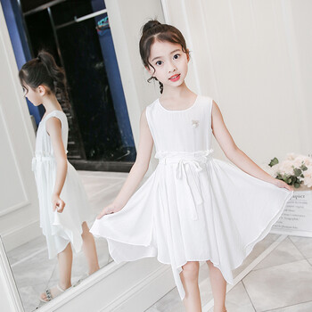 9女童洋气夏装裙子2018韩版8大童公主裙子7岁女孩6白色10长裙 白色