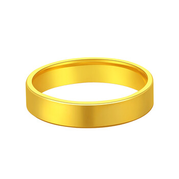 艾芮足金黄金戒指女款 光面情侣 金戒指 珠宝首饰 14号 5g