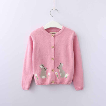 幻特昔童装女童2018秋装新款小女孩儿童宝宝小鸟刺绣长袖毛衣开衫