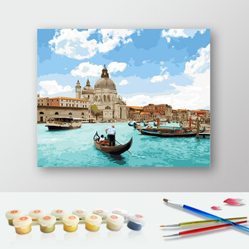 霓虹璀璨风景画 手绘客厅装饰画 亚得里亚海明珠40x50