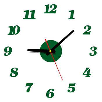 diy数字时钟现代简约客厅超大挂钟亚克力3d墙贴装饰挂表 绿色 20英寸