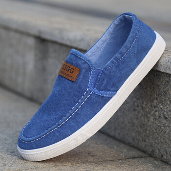 帆布鞋男鞋夏季透气网面休闲鞋子男韩版百搭懒人鞋 蓝色 41