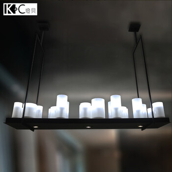 kc灯具 复古美式蜡烛吊灯北欧简约铁艺客厅灯浪漫焟烛台焟烛光灯酒杯 HZ-1.2米白光-20A