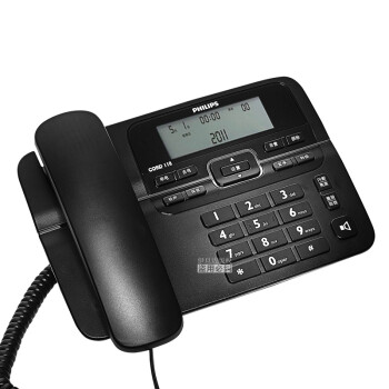 
                                        飞利浦（PHILIPS） CORD118 电话机 固定 座机大屏幕 免电池工作 来电显示 黑色(送USB随身灯)                