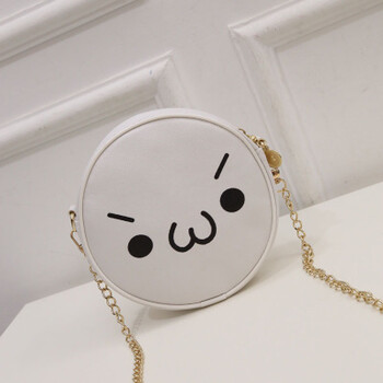 花奴娇 潮新款女包圆形包包笑脸表情可爱迷你pu小韩版卡通单肩斜挎包
