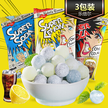 日本进口nobel诺倍尔爆酸尖叫糖88g3包年货节网红柠檬可乐超酸水糖果